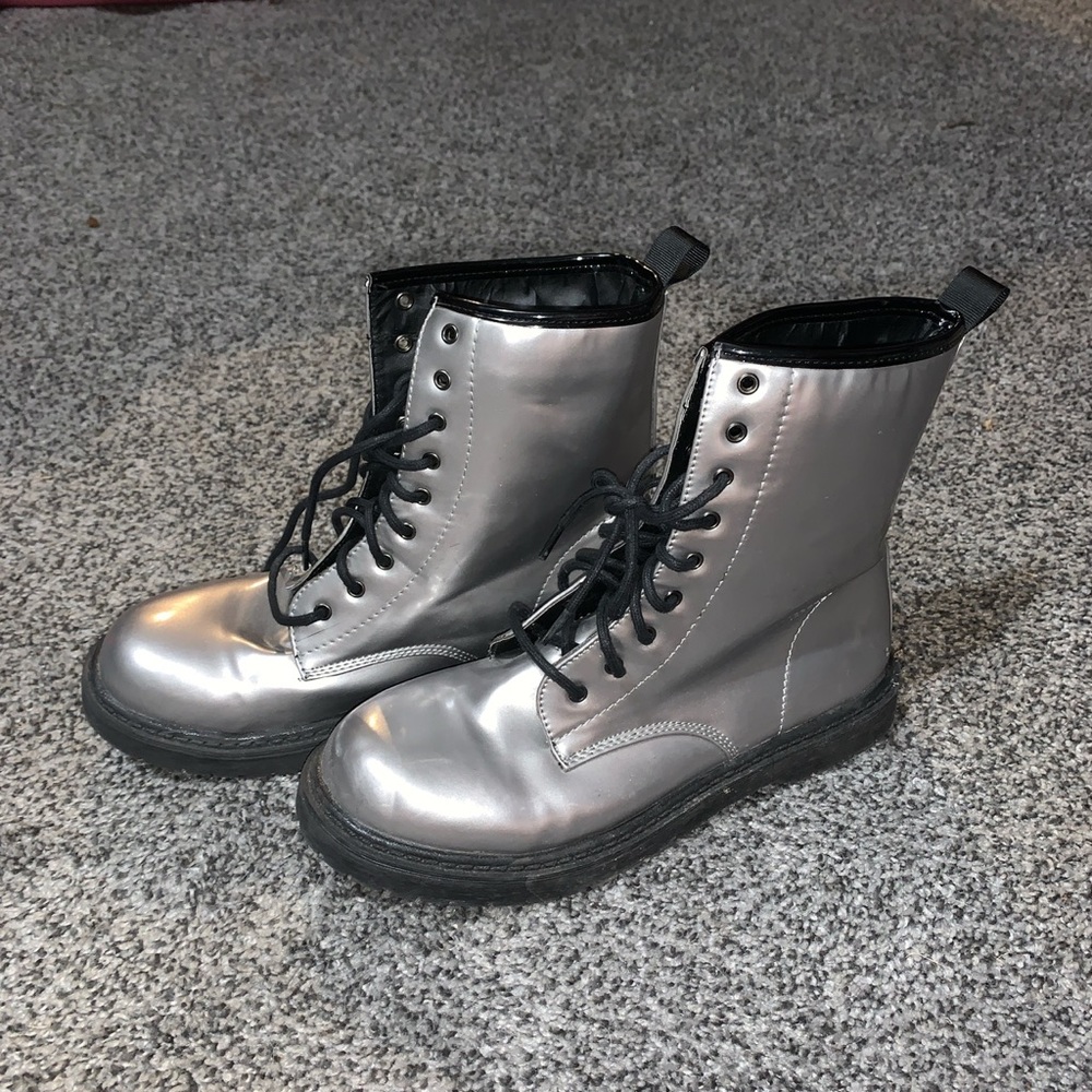Silver metallic boots